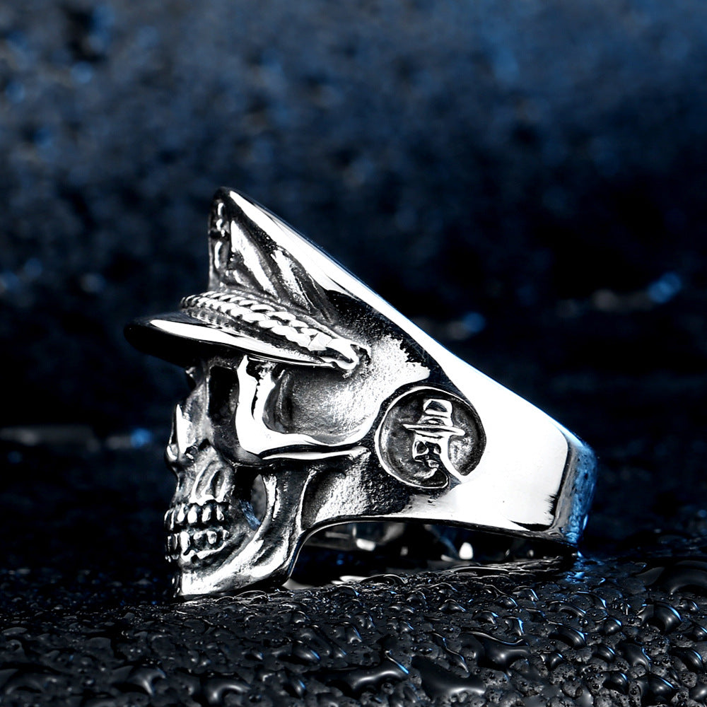 Men's Titanium Steel Skull Ring - Customizable Punk Jewelry for Bold Style, Sizes 7-13