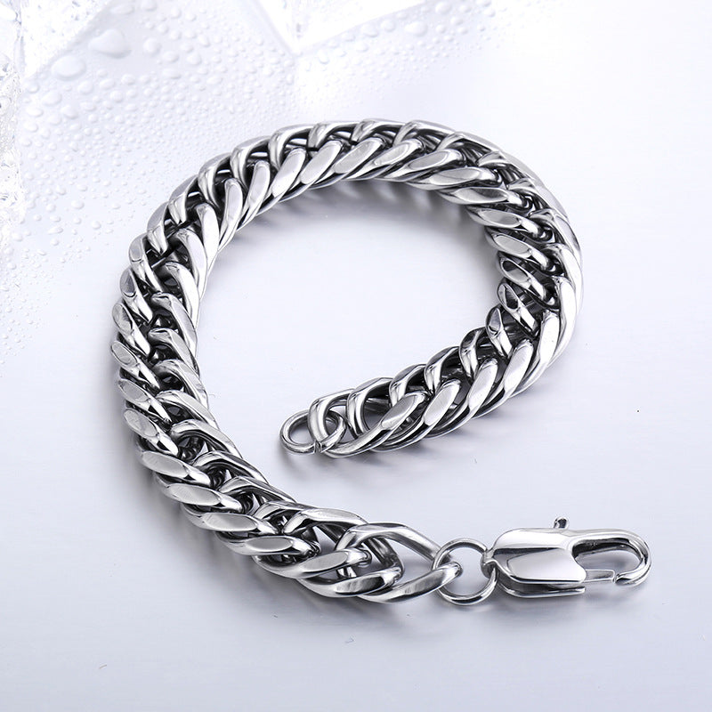 Korean Hipster Titanium Steel Men's Snake Bone Bracelet – Stylish Flat Design for Modern Men