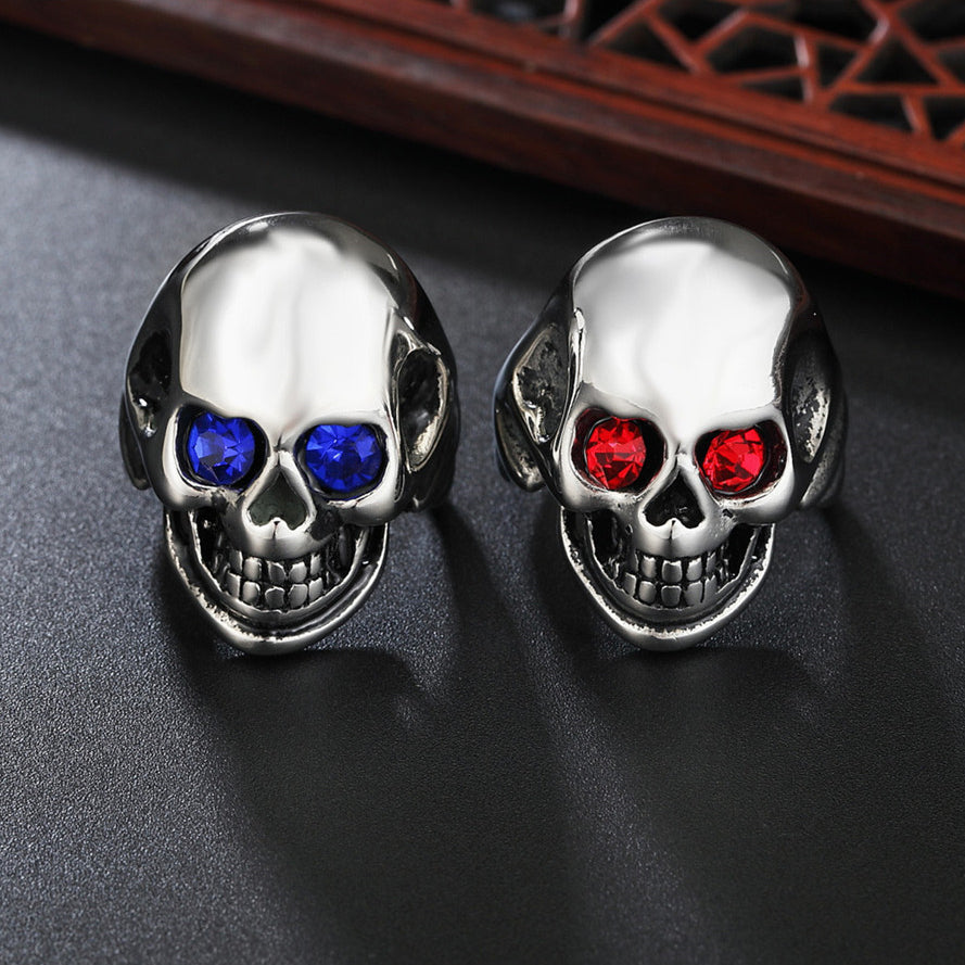 Halloween Skull Zircon Titanium Steel Ring for Men