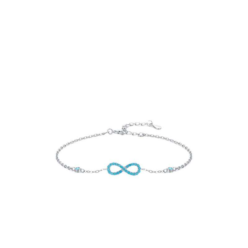 Elegant S925 Sterling Silver Turquoise Bracelet with Infinite Love Symbol