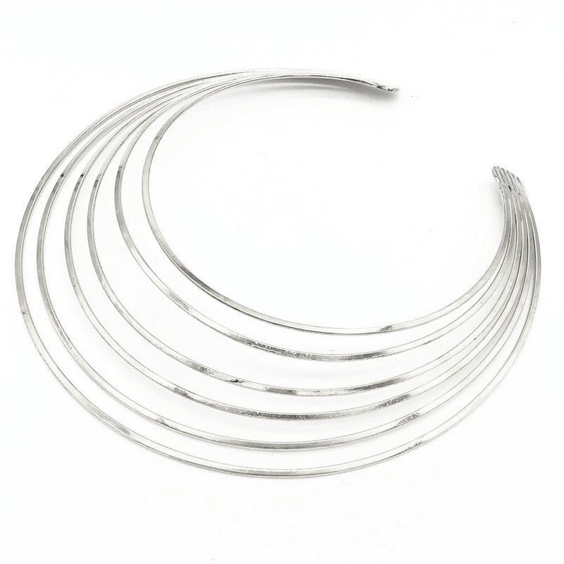 Exaggerated Multi-layer Metal Collar Choker Necklace from Big European and American Brands