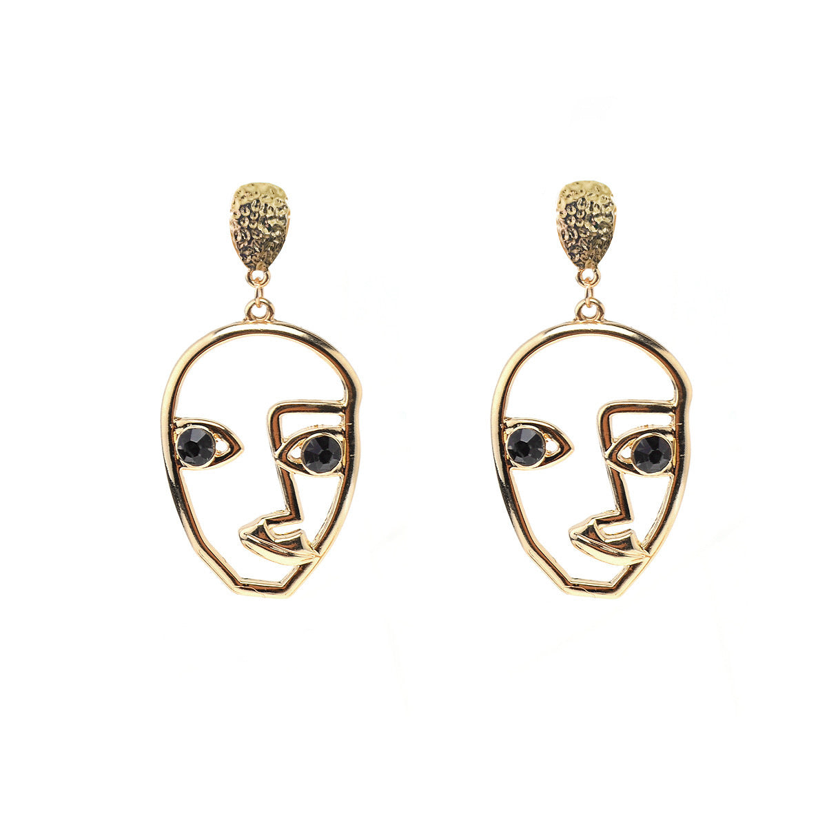 Stylish Hollow Pineapple Earrings with Rhinestone Face Mask Accent