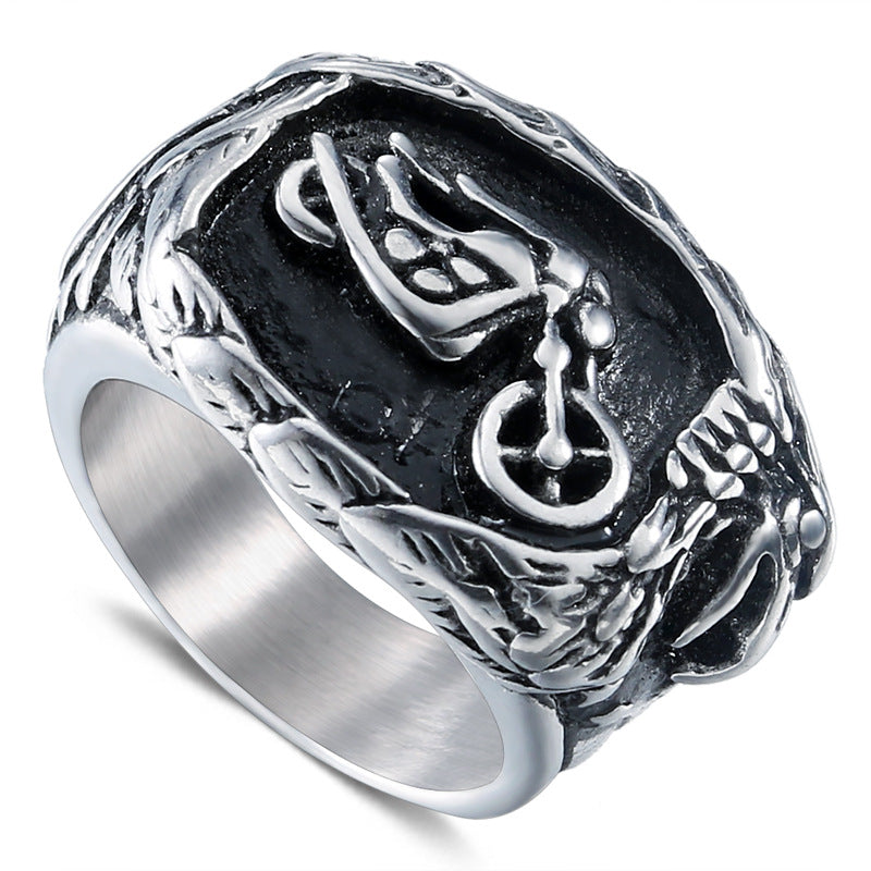 Titanium Steel Motorcycle Punk Ring for Men - Personalized Retro Jewelry