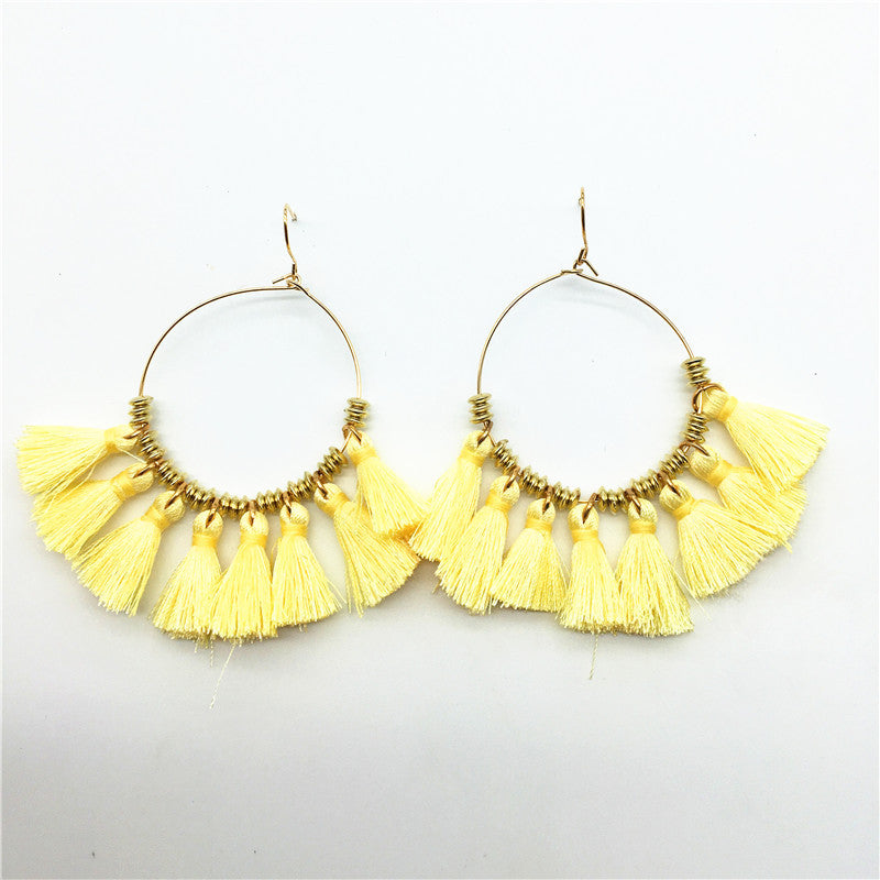 Exaggerated Personality Round Alloy Tassel Earrings - Vienna Verve Collection