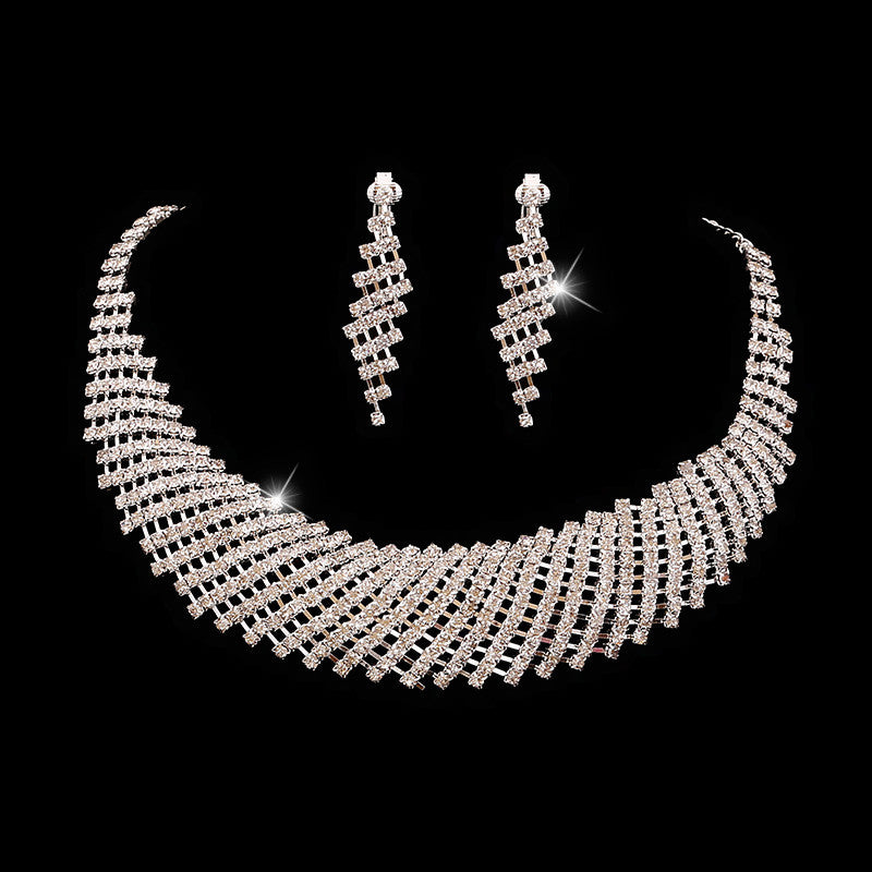 Sparkling Rhinestone Bridal Jewelry Set with Cross-border Design