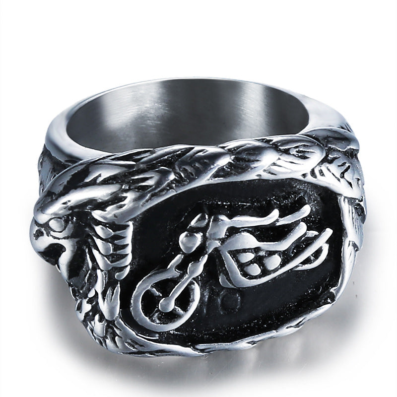 Titanium Steel Motorcycle Punk Ring for Men - Personalized Retro Jewelry