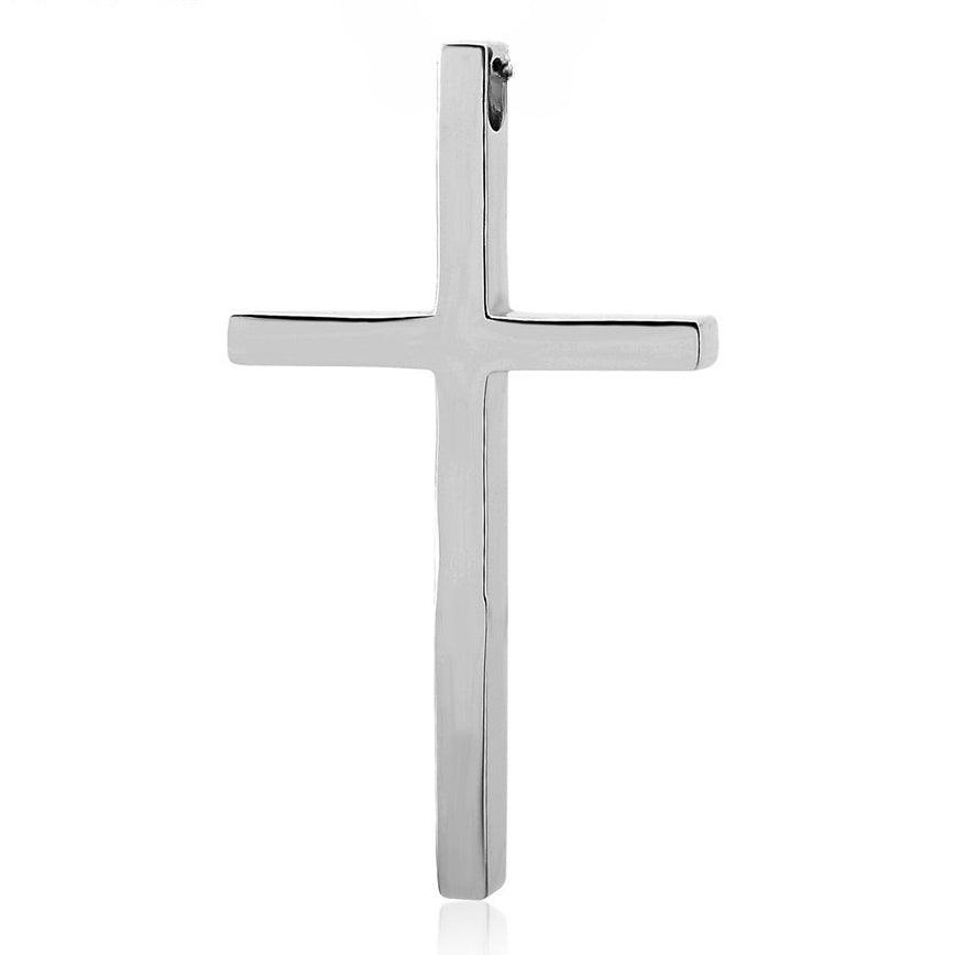 Simple Polished Latin Cross Titanium Steel Pendant for Men