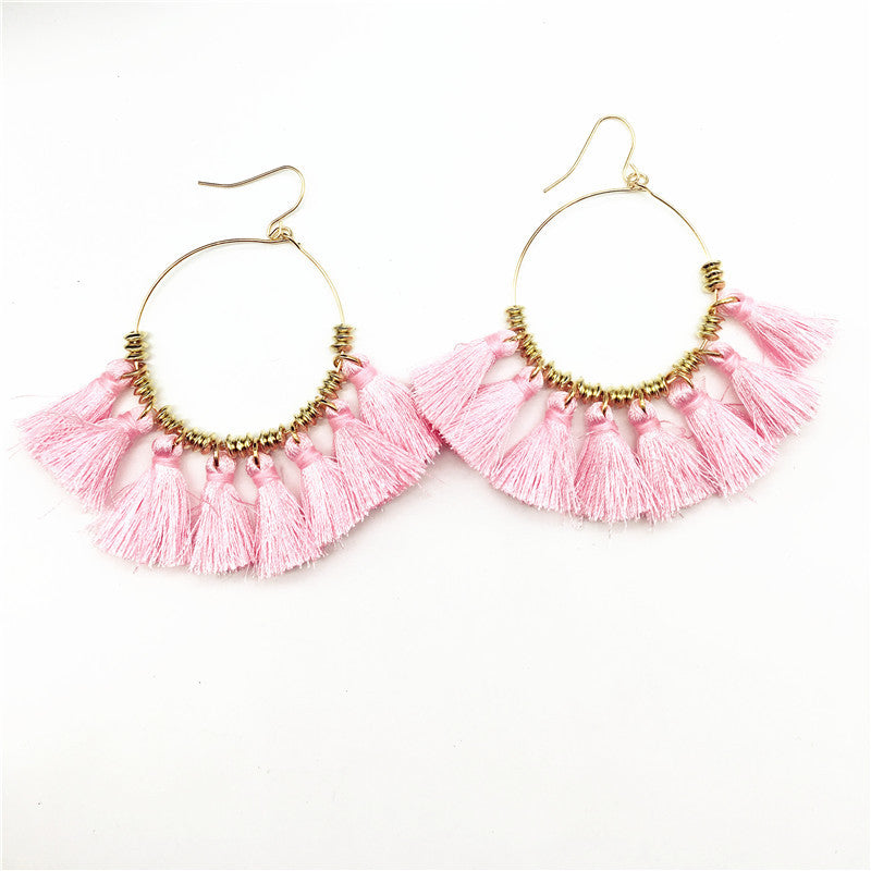 Exaggerated Personality Round Alloy Tassel Earrings - Vienna Verve Collection