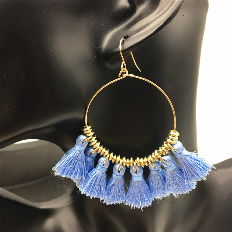 Exaggerated Personality Round Alloy Tassel Earrings - Vienna Verve Collection