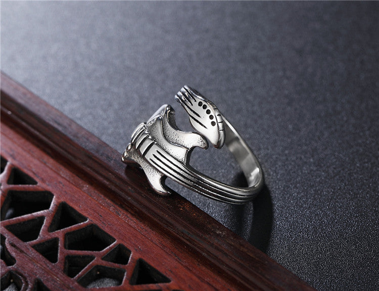 Vintage Guitar Men's Titanium Steel Ring