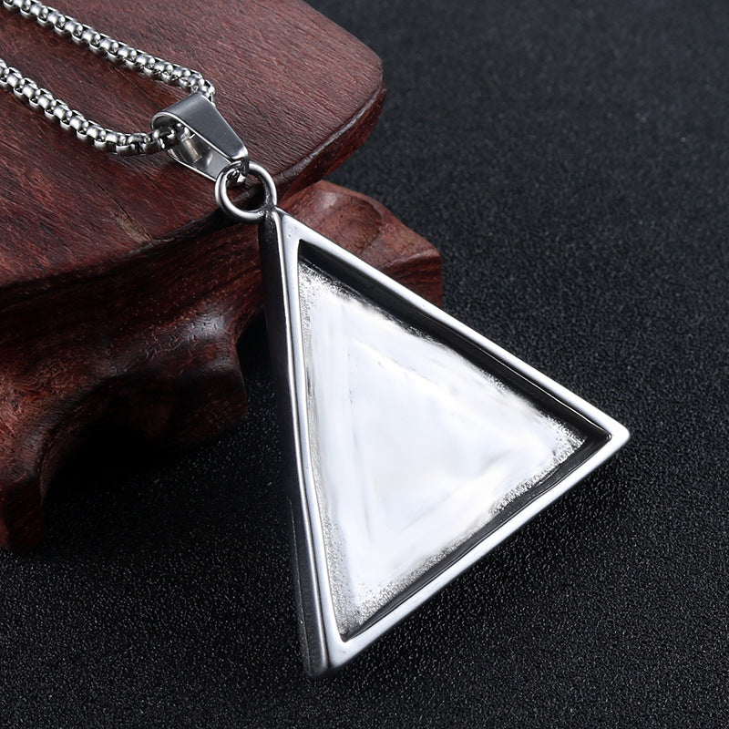 Stylish Titanium Steel Triangular Eye Pendant for Men - Personalized Retro Jewelry