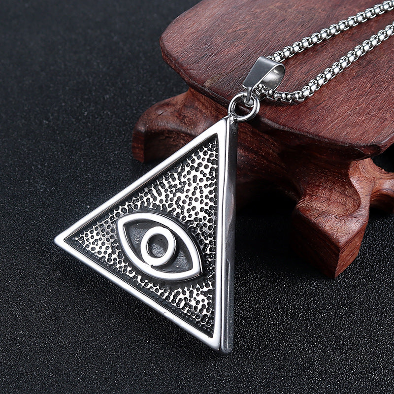 Stylish Titanium Steel Triangular Eye Pendant for Men - Personalized Retro Jewelry