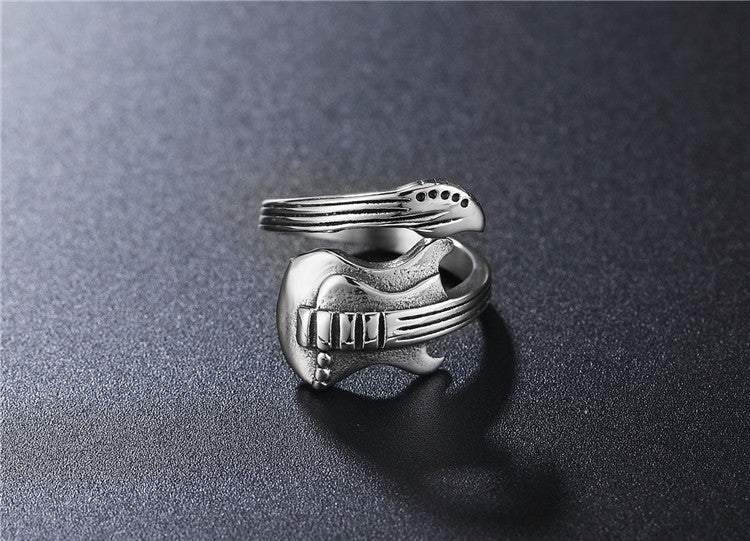 Vintage Guitar Men's Titanium Steel Ring