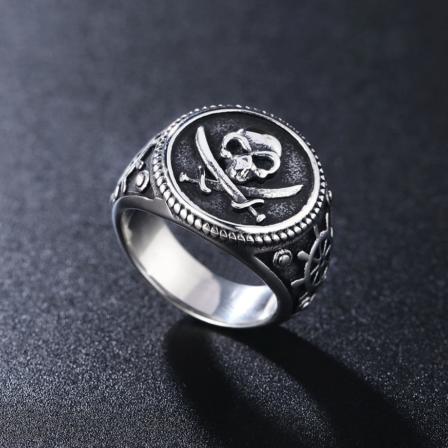 Halloween Pirate Skull Titanium Steel Ring for Men