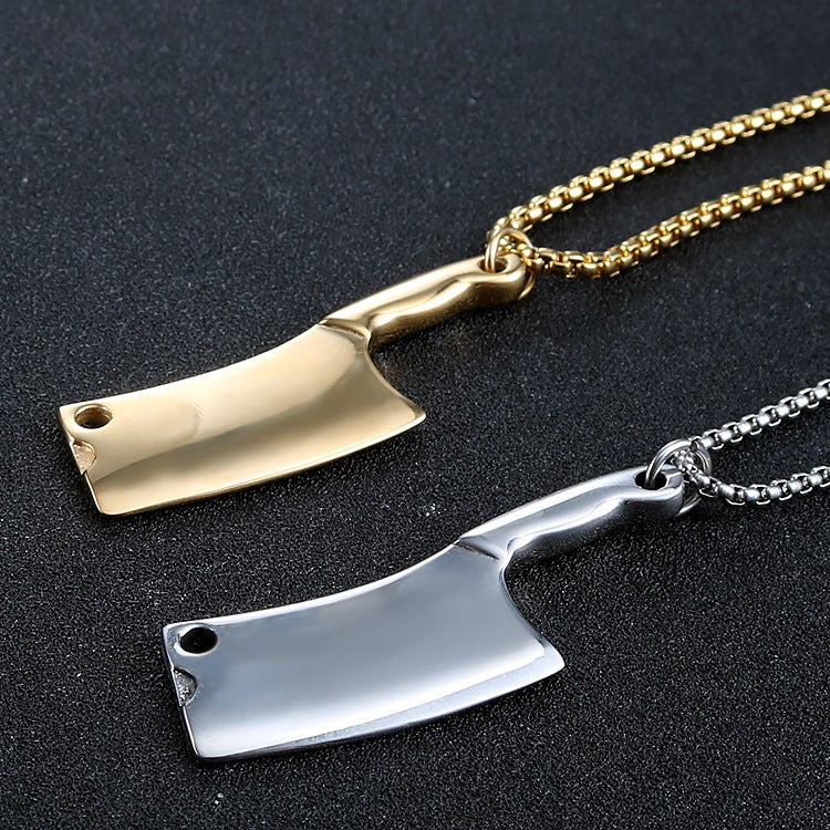 Stylish Titanium Steel Kitchen Knife Pendant for Men - Creative Stainless Steel Jewelry