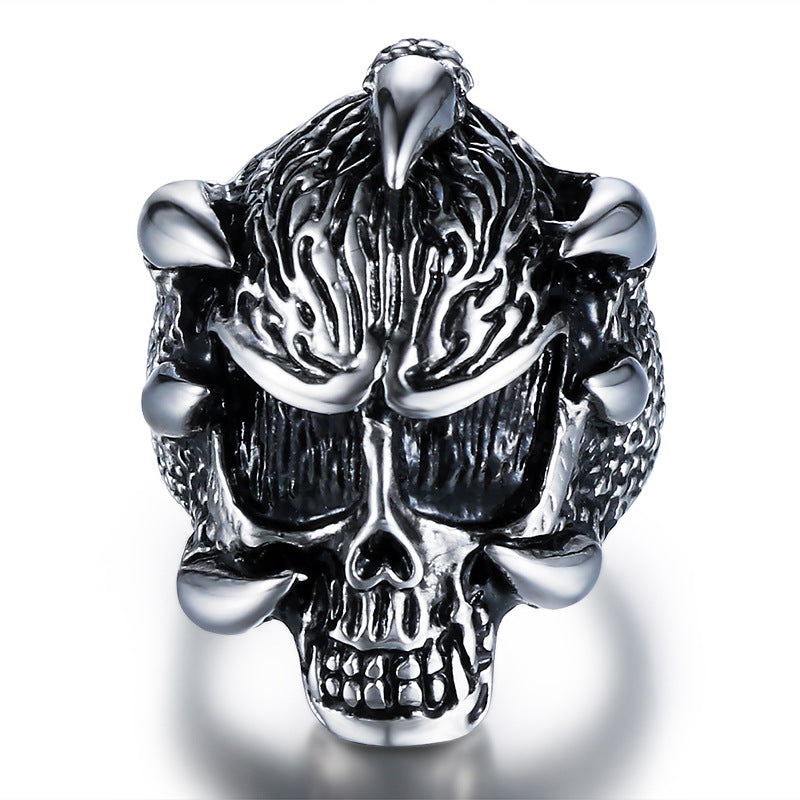 Men's Titanium Steel Skull Ring with Religious Totem - Trendy Domineering Design for Men