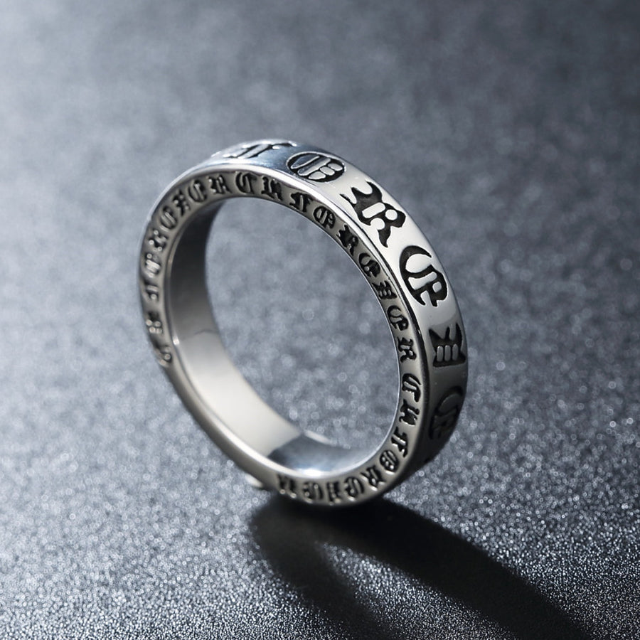 Gothic Text Titanium Steel Ring for Men