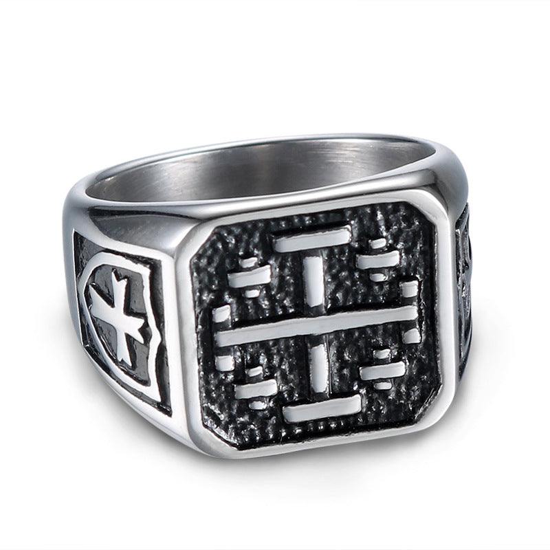 Stylish Titanium Steel Punk Ring for Men - Retro European and American Fashion