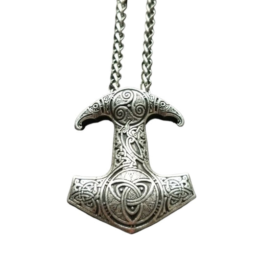 Raven King Necklace: Authentic Norse Men's Jewelry, Hammer of Thor Pendant