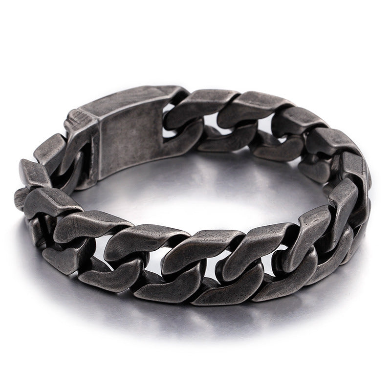 Trendy Stainless Steel Men's Cuban Chain Bracelet – Customizable Fashion Accessory