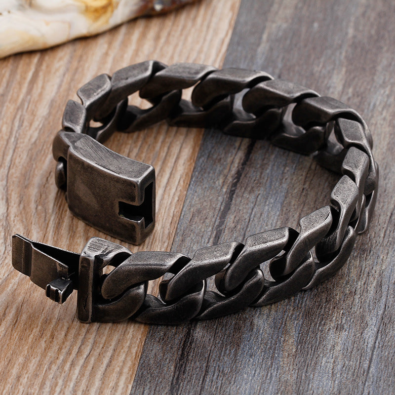 Trendy Stainless Steel Men's Cuban Chain Bracelet – Customizable Fashion Accessory