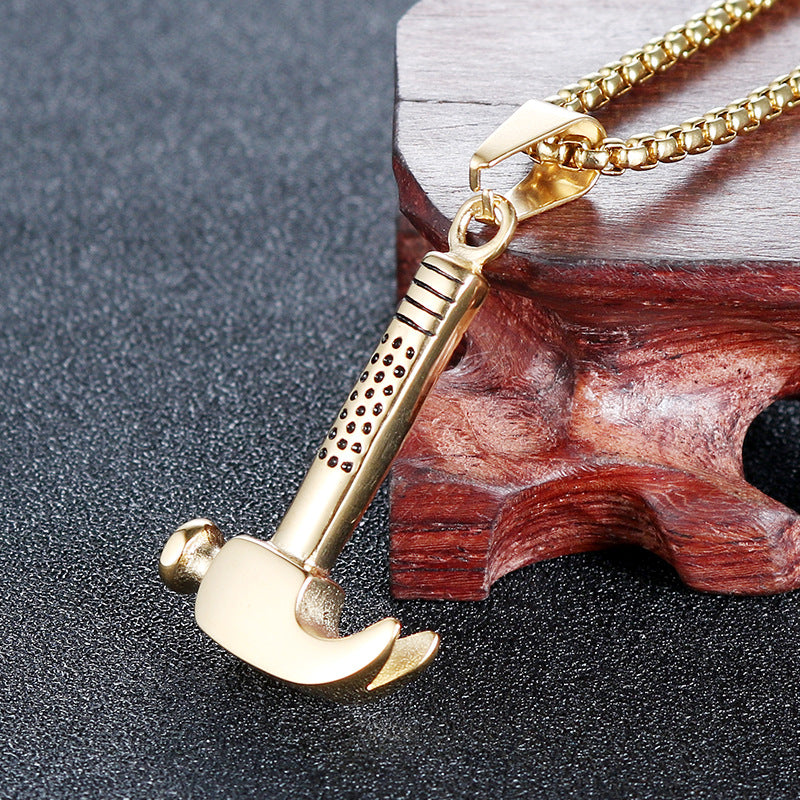 Personalized Retro Punk Men's Hammer Pendant in Stainless Steel - Cross-Border Jewelry