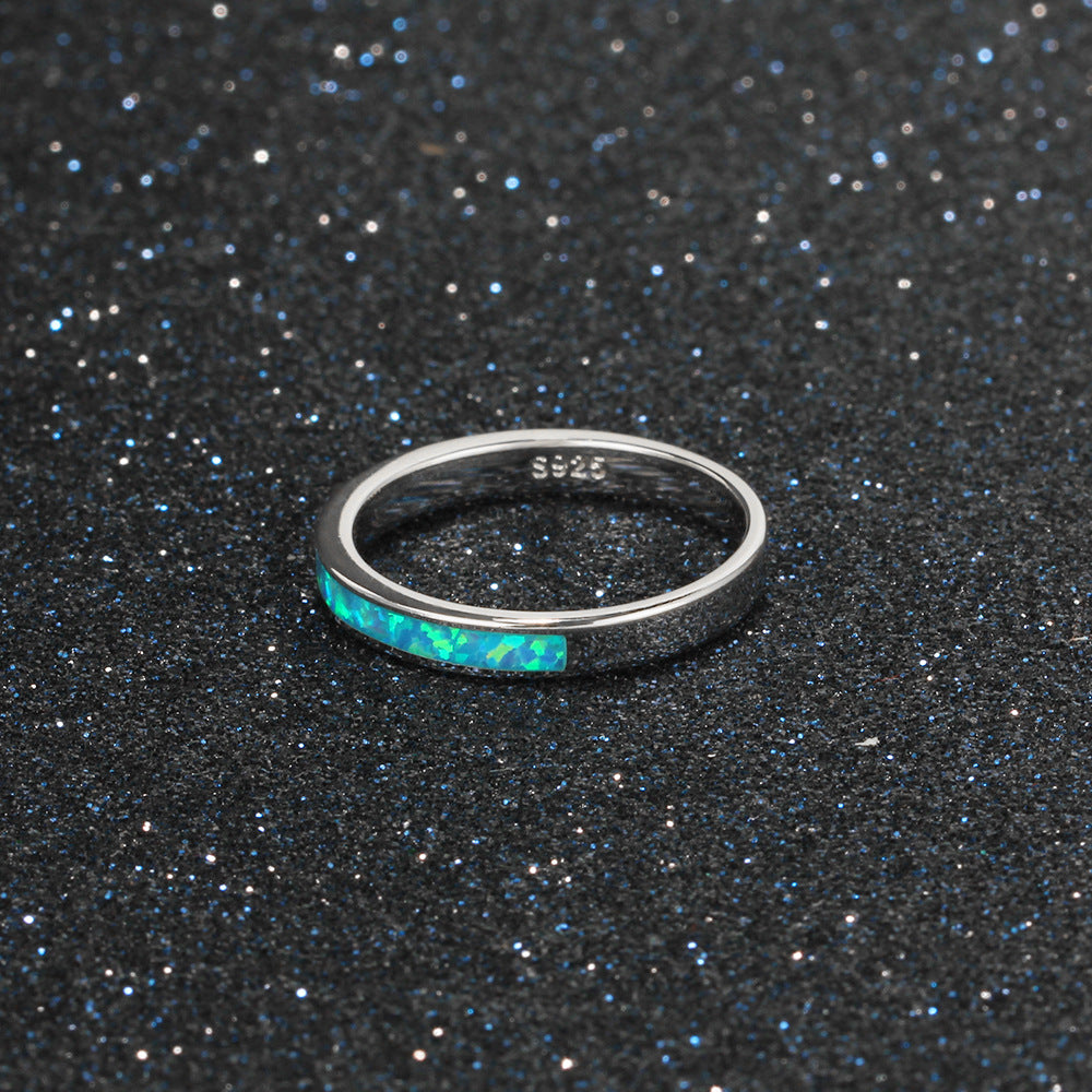 Blue Opal Sterling Silver Ring