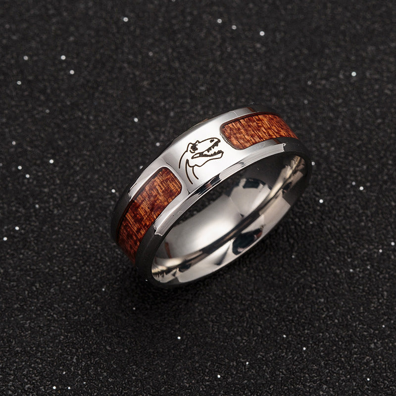 Acacia Wood Half Circle Ring with Steel Needle for Men