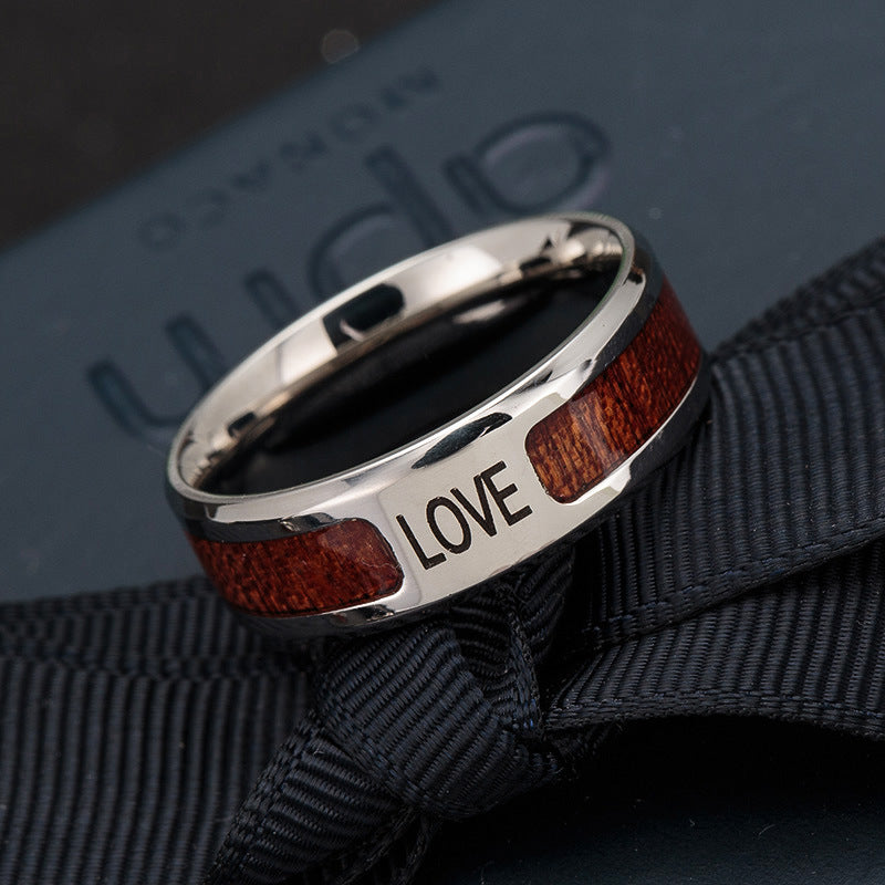 Woodgrain Half Ring - Men's Steel Ring in Everyday Genie Collection