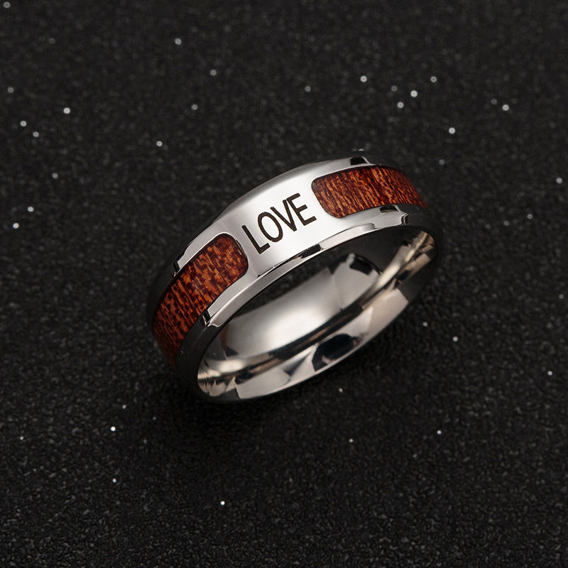 Woodgrain Half Ring - Men's Steel Ring in Everyday Genie Collection