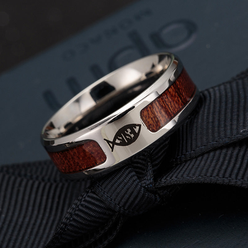 Half Circle Wood Grain Rings - Men's Wholesale Jewelry Collection