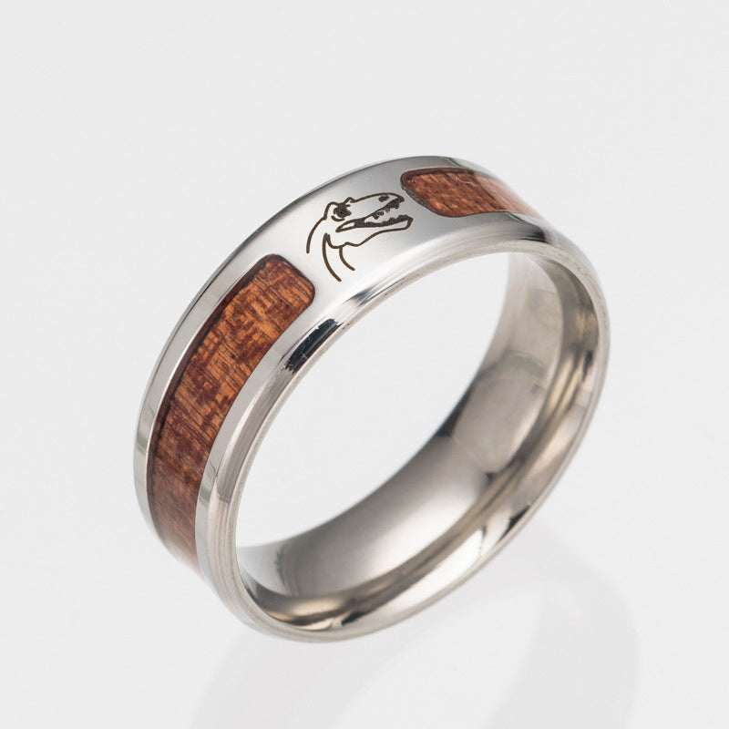 Acacia Wood Half Circle Ring with Steel Needle for Men