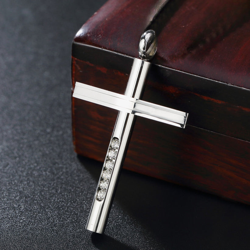 Latin Cross Zircon Titanium Steel Pendant for Men