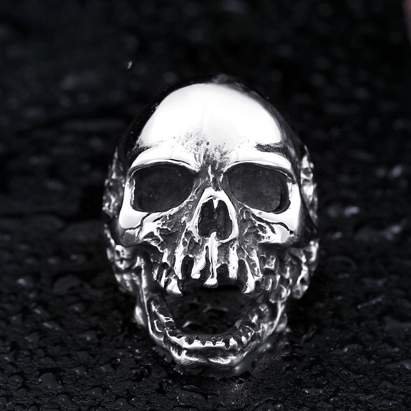 Trendy Titanium Steel Skull Ring for Men - European and American Punk Jewelry Wholesale