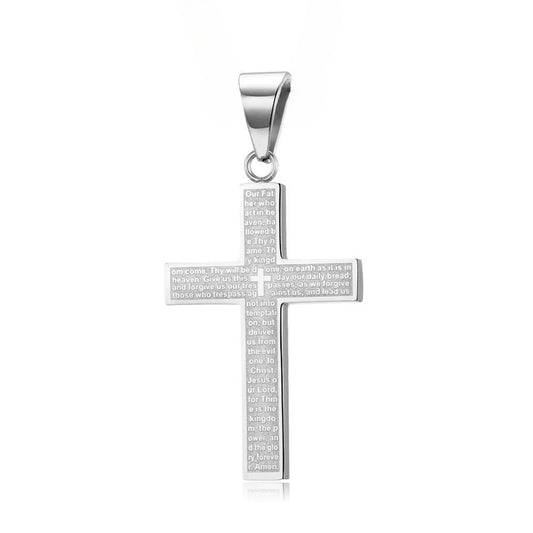 Scripture Latin Cross Titanium Steel Pendant for Men