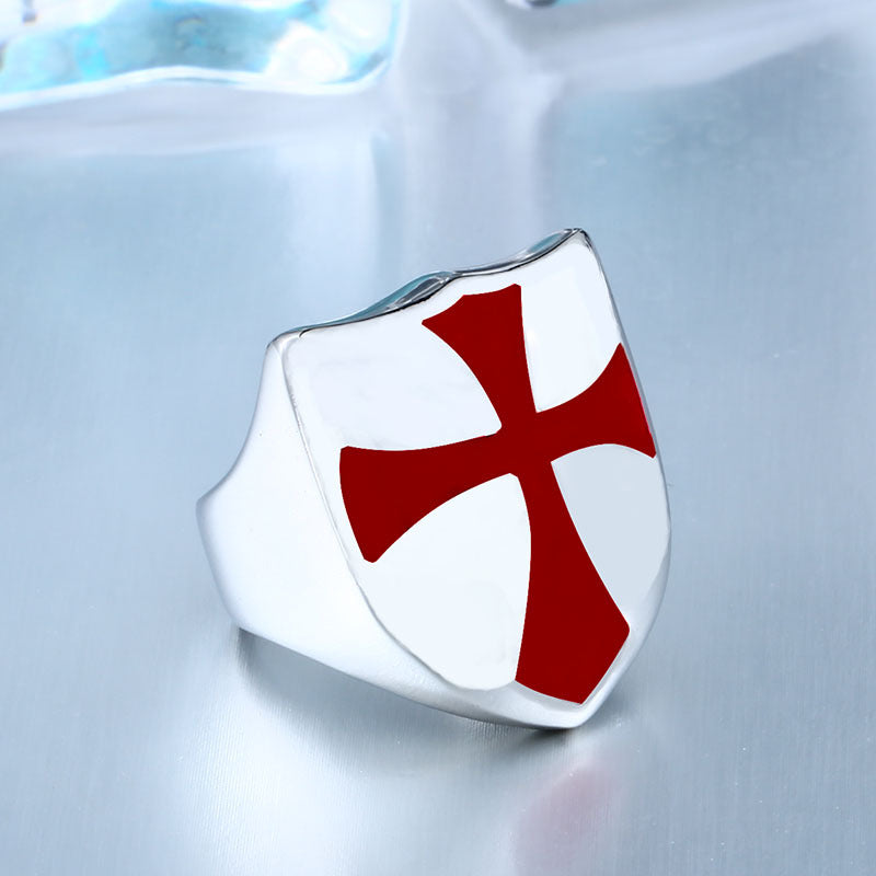 Timeless Knights Templar Cross Titanium Steel Ring for Men - Vintage Inspired Jewelry