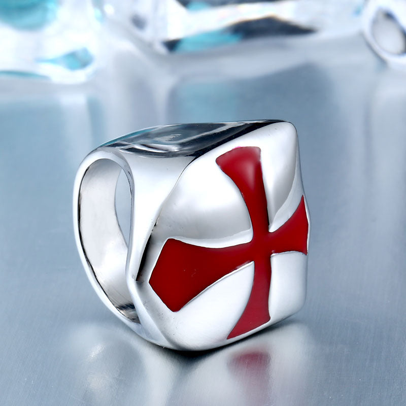 Timeless Knights Templar Cross Titanium Steel Ring for Men - Vintage Inspired Jewelry