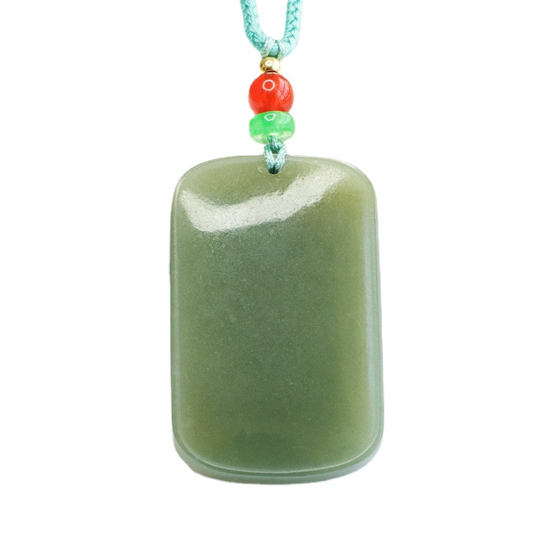 Natural Hetian Jade Necklace Pendant in Sterling Silver