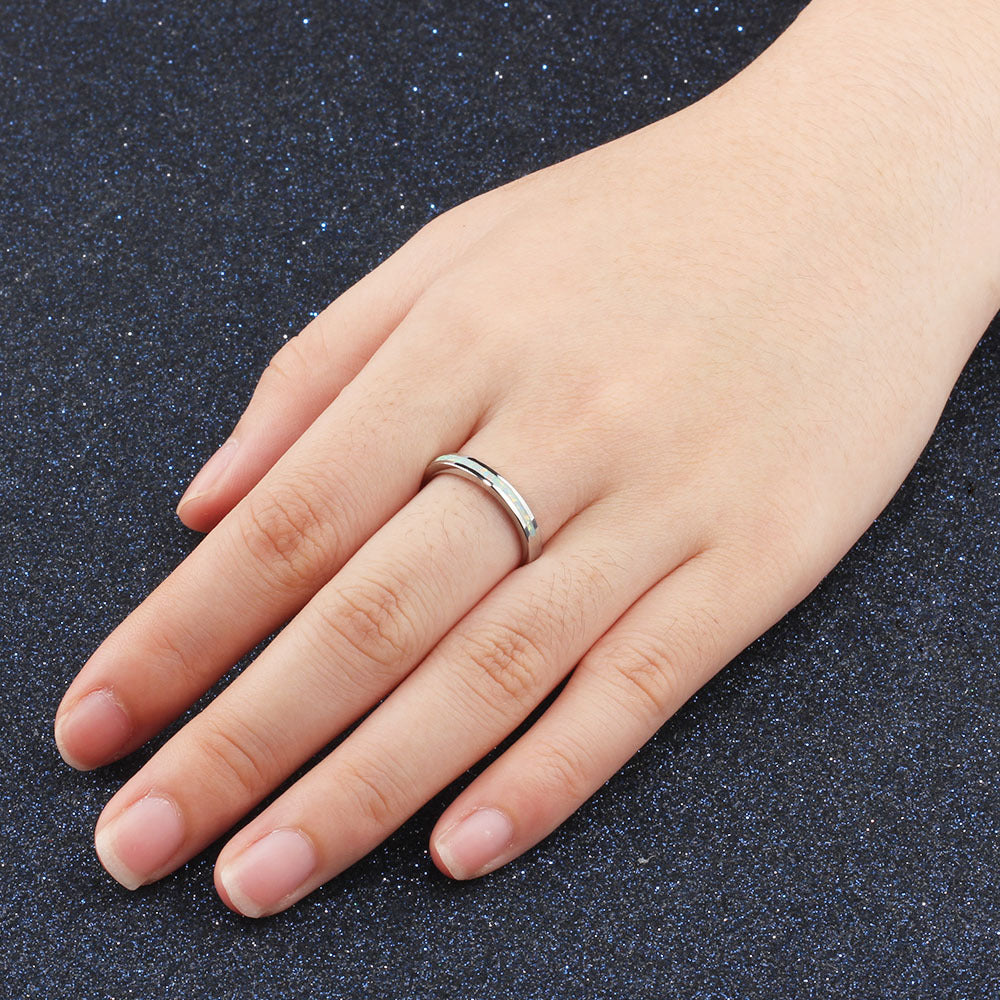 Simple Opal Polished Sterling Silver Ring