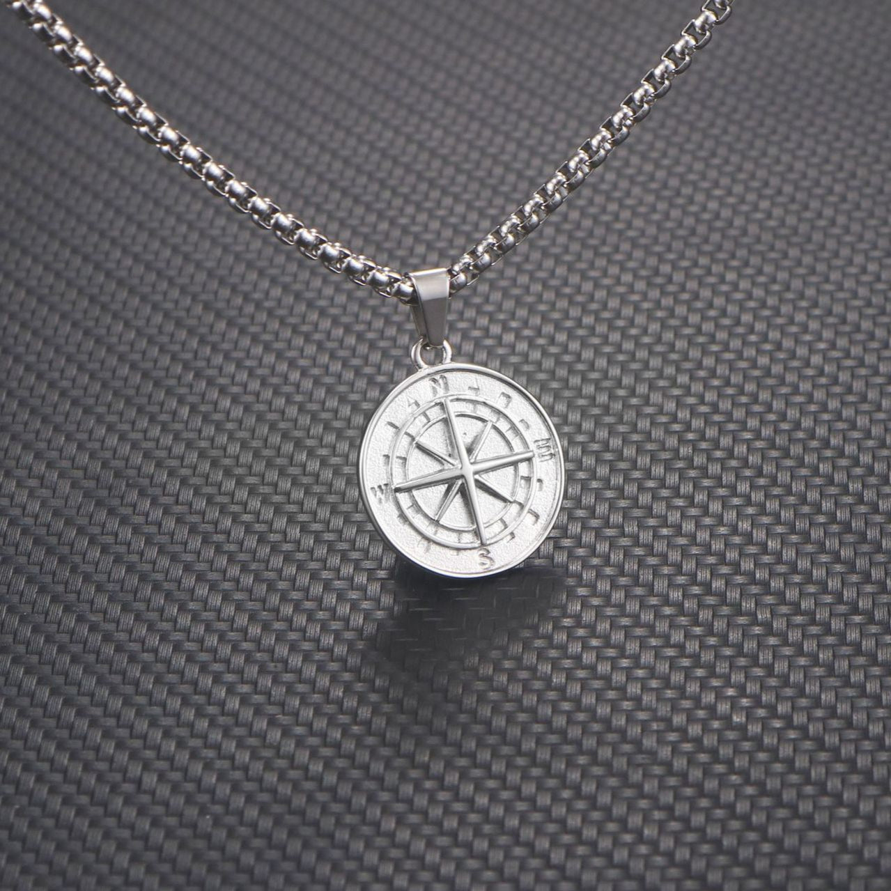 Stylish Titanium Steel Compass Pendant for Men - Personalized American and European Fashion Design