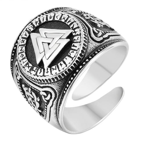 Vintage Titanium Steel Men's Ring with Triangle Opening