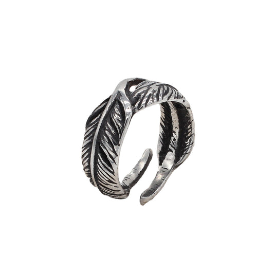 Wholesale Cold Wind Retro Feather Titanium Steel Ring