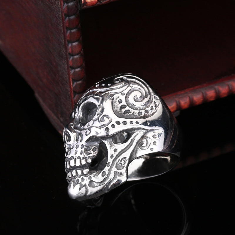 Exaggerated Men's Skull Ring in Titanium Steel - Wholesale Nightclub Jewelry for European and American Styles