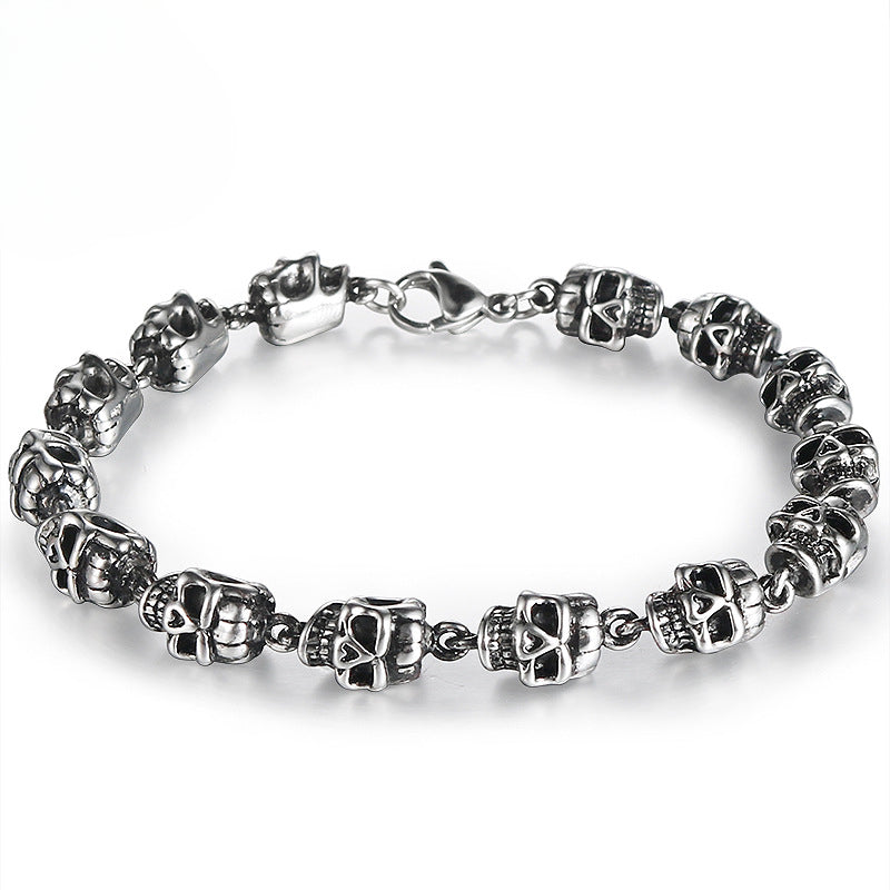 Titanium Steel Skull Bracelet - Retro Punk Hip Hop Ghost Head Jewelry for Men