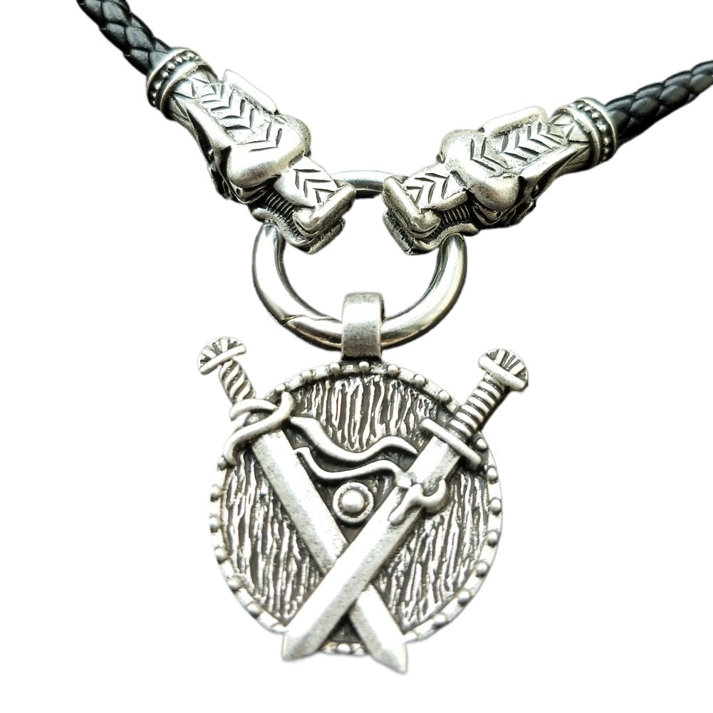 Warrior's Legacy Double Sword Pendant Necklace - Viking Medieval Jewelry