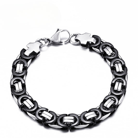 Customizable Flat Black Titanium Steel Men's Bracelet - Stylish & Durable Jewelry for Every Occasion