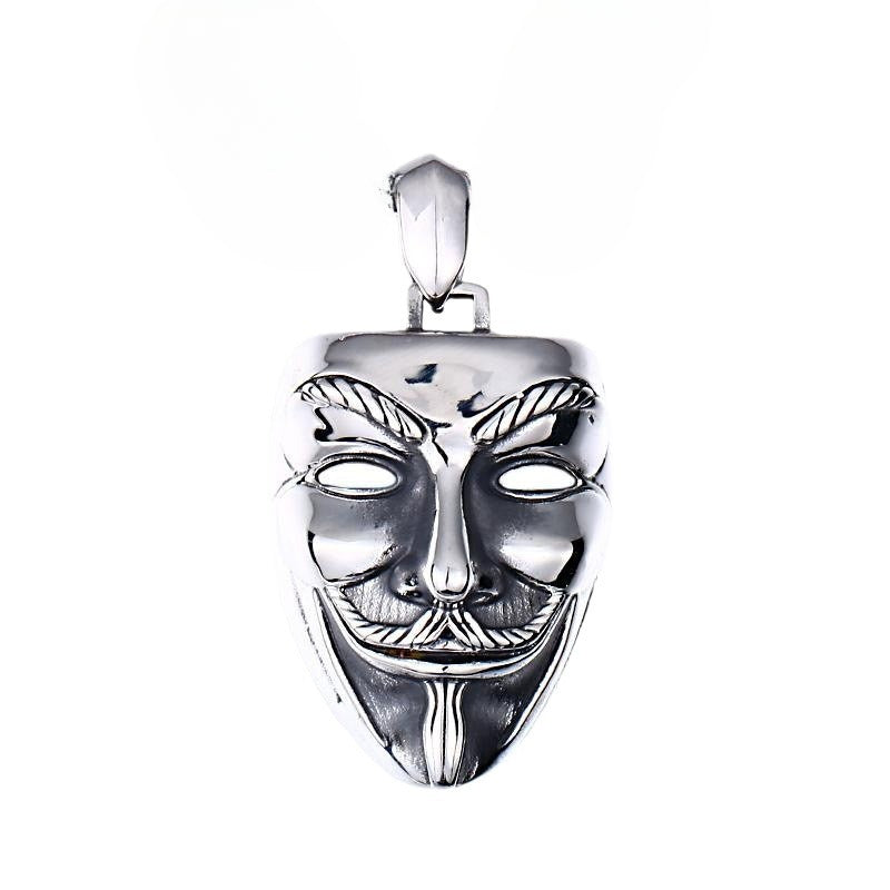 Vintage-Inspired Custom Clown Mask Pendant in Titanium Steel, Men's Stainless Steel Accessories for Wholesale Distribution