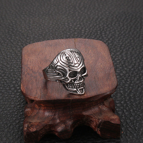 Stylish European-American Totem Skull Titanium Steel Ring for Men - Simple and Unique Stainless Steel Jewelry