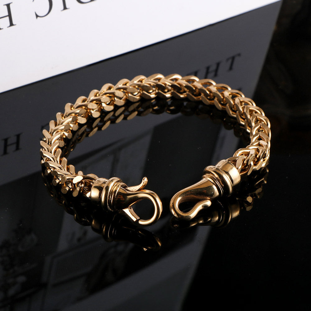 Men's Personalized Gold-Plated Titanium Steel Square Bracelet - Trendy Fashion Accessory