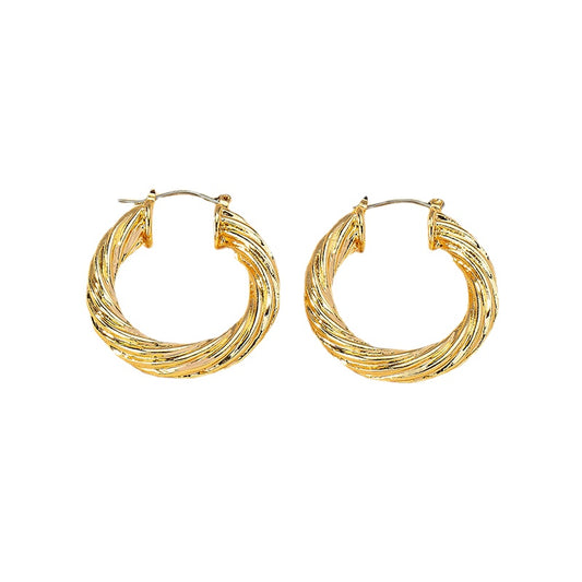 Metallic Twist Wound Earrings with a Touch of European Flair and Versatile Style